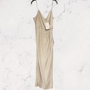 Anthropologie, BHLDN Champagne Freya Satin Charmeuse Dress